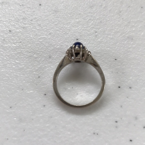 10k White Gold Star Burst Sapphire Ring PSCO - Picture 6 of 10